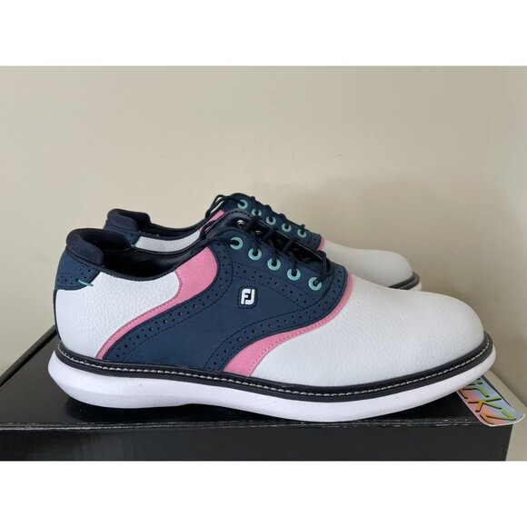 Footjoy FJ Traditions 57959 White Blue Golf Shoes Mens 10.5us - Picture 3 of 7